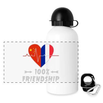 China and France 100% friendship - Panoramic Thermal Bottle with Lid 500 ml - white - Front