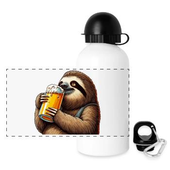 Bier Faultier Genuss Geschenk - Panorama Trinkflasche mit Deckel 500 ml - Weiß - Vorne