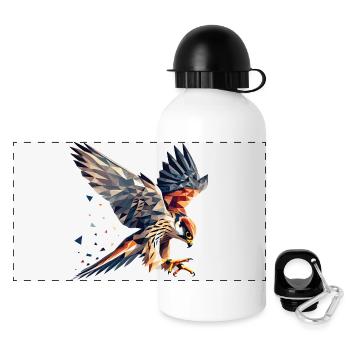 Faucon oiseau de proie style polygone - Gourde panoramique avec couvercle 500 ml - blanc - Devant