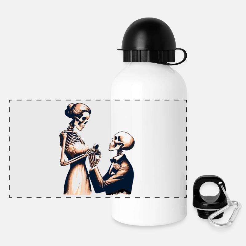 Wedding Skeleton Parody Design - Panoramic Thermal Bottle with Lid 500 ml - white