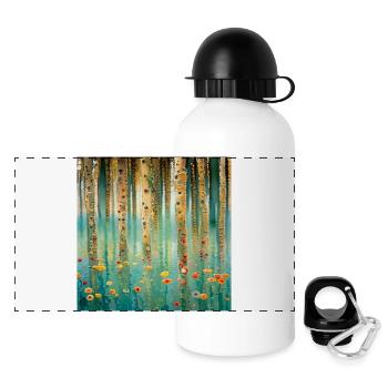 Abstrakter Wald aus Blumen und Reflexionen - Panorama Trinkflasche mit Deckel 500 ml - Weiß - Vorne