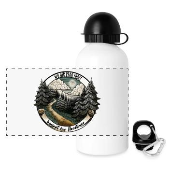 Der Pfad bestimmt das Abenteuer – Natur Design - Panorama Trinkflasche mit Deckel 500 ml - Weiß - Vorne