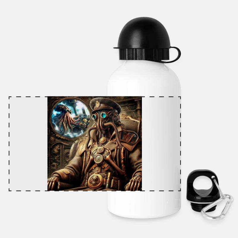 Captain Nemo Steampunk - Panoramic Thermal Bottle with Lid 500 ml - white