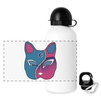 Zip Face Franken Neko Mask - Panoramic Thermal Bottle with Lid 500 ml - white - Front