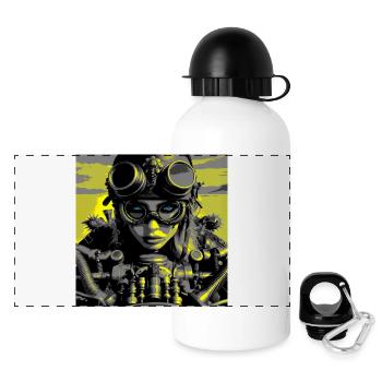 Steampunk Biker - Panoramic Thermal Bottle with Lid 500 ml - white - Front