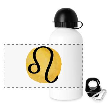 Signe du zodiaque Lion - Gourde panoramique avec couvercle 500 ml - blanc - Devant