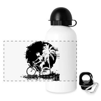 Radfahrerin Mädchen - Panorama Trinkflasche mit Deckel 500 ml - Weiß - Vorne