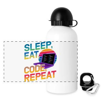 Sleep Eat Code Repeat Geschenk für Coder - Panorama Trinkflasche mit Deckel 500 ml - Weiß - Vorne