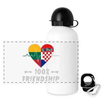 Lithuania and Croatia 100% friendship - Panoramic Thermal Bottle with Lid 500 ml - white - Front