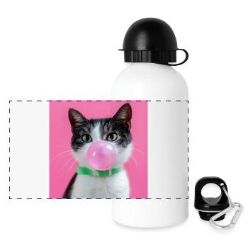 Bubblegum Cat: Cute & Naughty - Panoramic Thermal Bottle with Lid 500 ml - white - Front