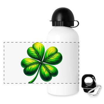 Trèfle à quatre feuilles - Gourde panoramique avec couvercle 500 ml - blanc - Devant