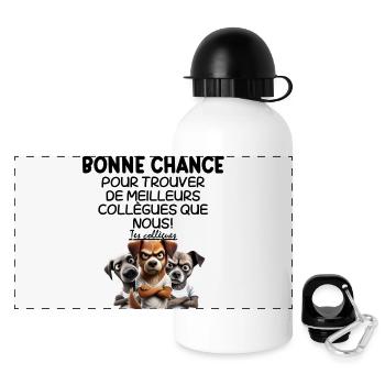 Cartoon-Hundetrio - Panorama Trinkflasche mit Deckel 500 ml - Weiß - Vorne