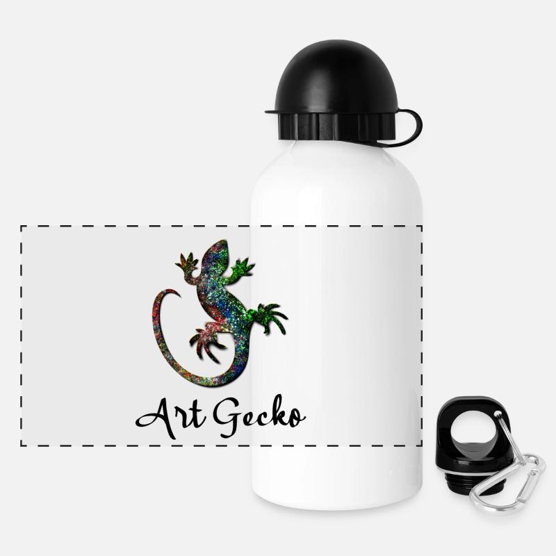 Colorful Gecko - Art Gecko - Panoramic Thermal Bottle with Lid 500 ml - white