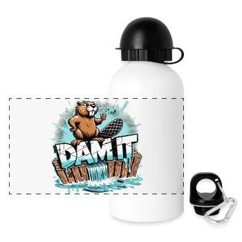 Biber Damm Verdammt witzig Bieber Geschenk - Panorama Trinkflasche mit Deckel 500 ml - Weiß - Vorne