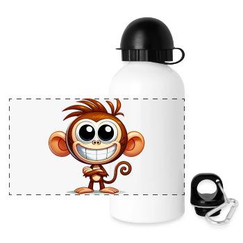 Affe - Panorama Trinkflasche mit Deckel 500 ml - Weiß - Vorne