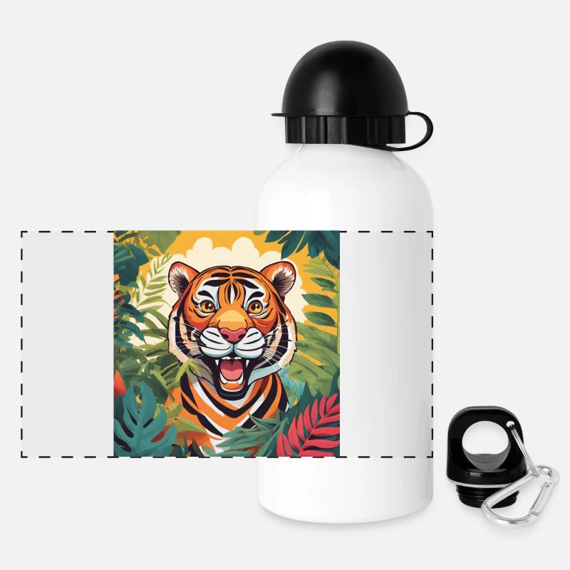 Lebendiger Dschungeltiger Illustration - Panorama Trinkflasche mit Deckel 500 ml - Weiß