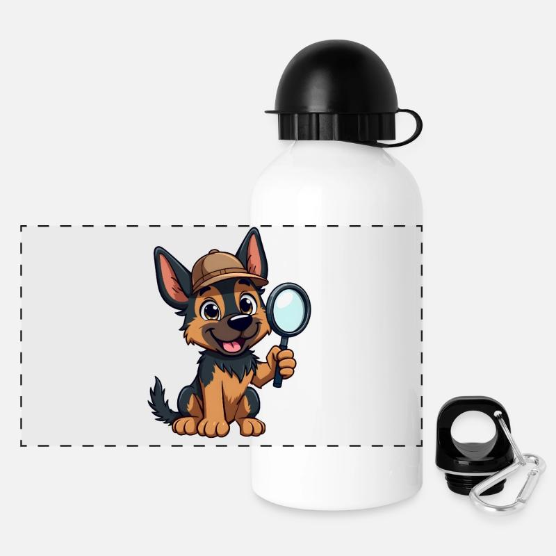 German Shepherd Officer - Panoramic Thermal Bottle with Lid 500 ml - white
