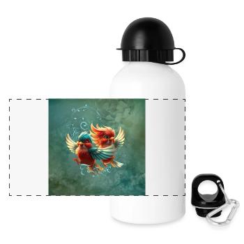 Liebesmelodie von zarten Vögeln. - Panorama Trinkflasche mit Deckel 500 ml - Weiß - Vorne