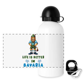 Bayerischer Löwe - Panorama Trinkflasche mit Deckel 500 ml - Weiß - Vorne