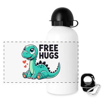 Apatosaurus Dino Baby Gratis Umarmungen Geschenk - Panorama Trinkflasche mit Deckel 500 ml - Weiß - Vorne