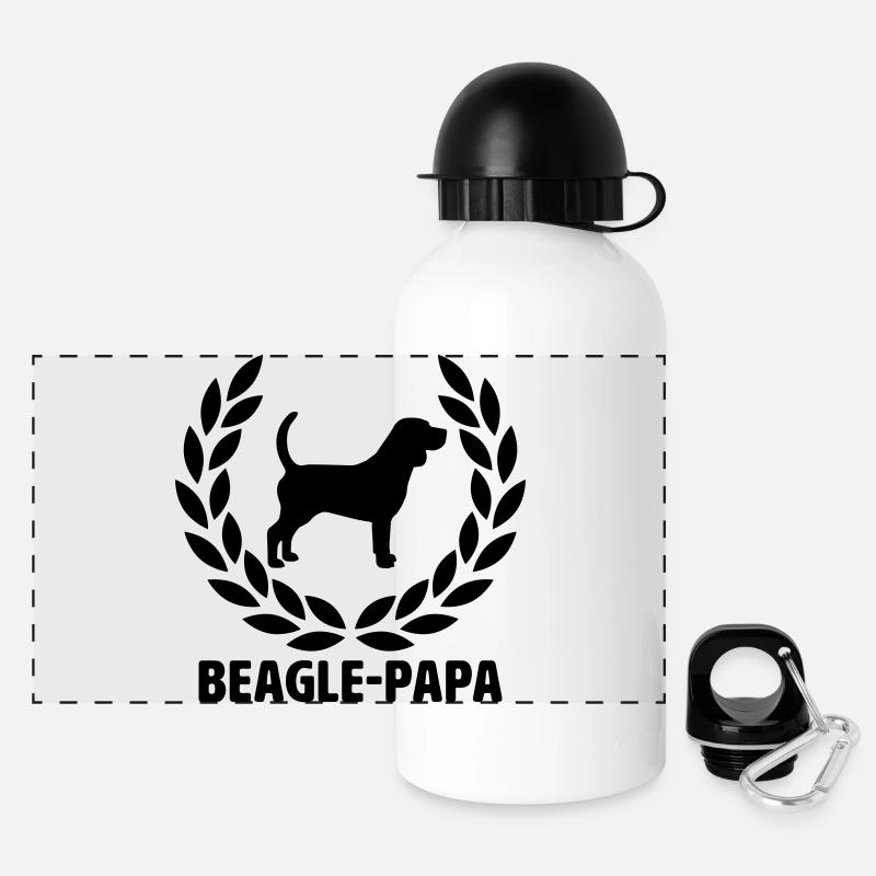 Beagle Papa - Panorama Trinkflasche mit Deckel 500 ml - Weiß