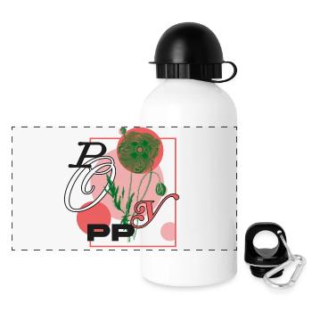 Botanische Mohn-Poesie - Panorama Trinkflasche mit Deckel 500 ml - Weiß - Vorne