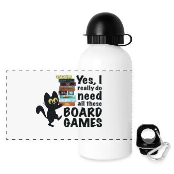 Jeu de société Drôle Dicton Chat - Gourde panoramique avec couvercle 500 ml - blanc - Devant