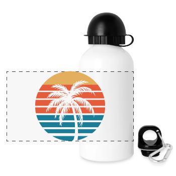 Ambiance vintage de la plage - Gourde panoramique avec couvercle 500 ml - blanc - Devant