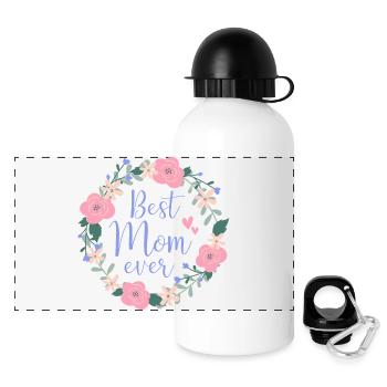 Best Mom ever - lila - Panorama Trinkflasche mit Deckel 500 ml - Weiß - Vorne