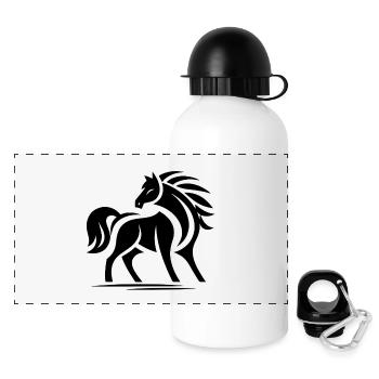 Chevaux Tribal - Gourde panoramique avec couvercle 500 ml - blanc - Devant