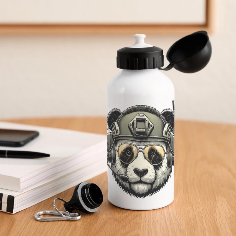 Panda Militär Armee Design Panorama Trinkflasche mit Deckel 500 ml