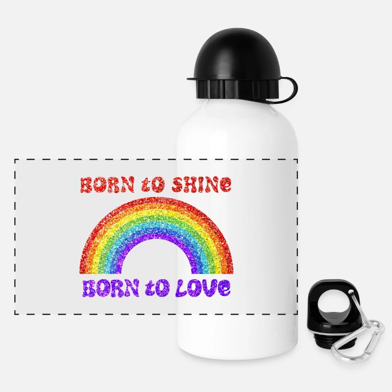 Rainbow, born to love, pride, LGBTQ+ - Panoramic Thermal Bottle with Lid 500 ml - white