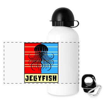 Méduse – Design rétro - Gourde panoramique avec couvercle 500 ml - blanc - Devant