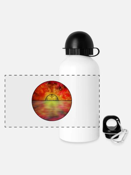 Scène de coucher de soleil cosmique - Gourde panoramique avec couvercle 500 ml - blanc
