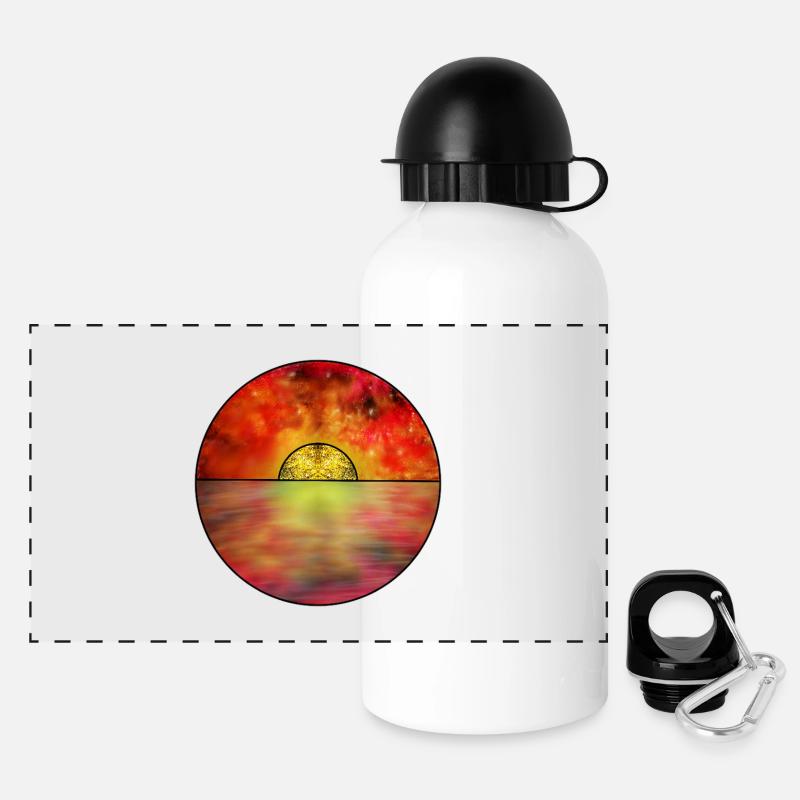Kosmische Sonnenuntergangsszene - Panorama Trinkflasche mit Deckel 500 ml - Weiß