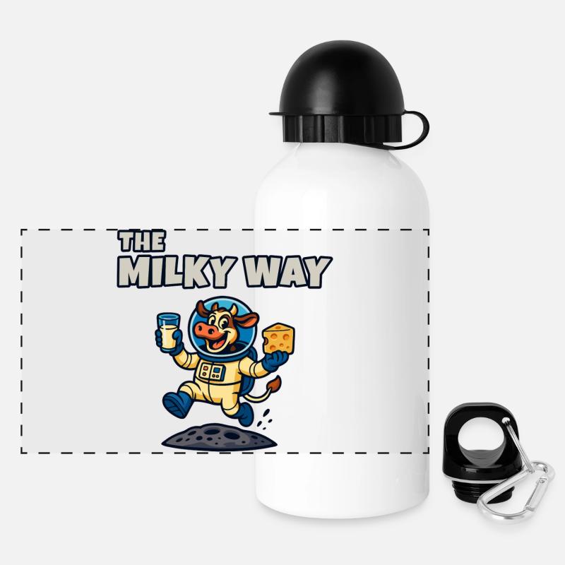 Die Milchstraße – Ko Astronaut - Panorama Trinkflasche mit Deckel 500 ml - Weiß