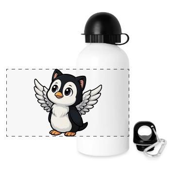 Süßer Pinguin Katze Engel mit Katzenohren Heilig - Panorama Trinkflasche mit Deckel 500 ml - Weiß - Vorne