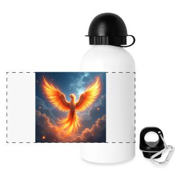 Krafttier Phoenix - Panorama Trinkflasche mit Deckel 500 ml - Weiß - Vorne