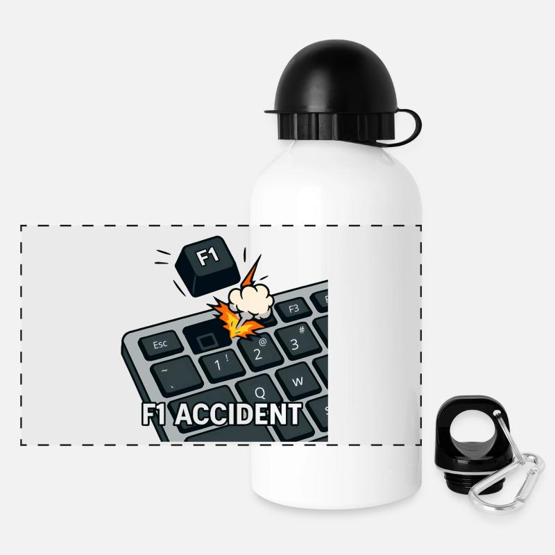 F1-Unfall - lustiges Wortspiel - Panorama Trinkflasche mit Deckel 500 ml - Weiß
