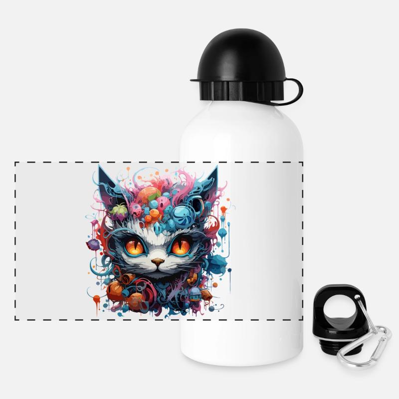 Couleur Chat - Gourde panoramique avec couvercle 500 ml - blanc