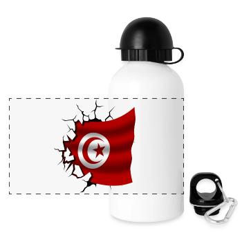 Drapeau de la Tunisie - Tunisie - Drapeau Broken Design - Gourde panoramique avec couvercle 500 ml - blanc - Devant