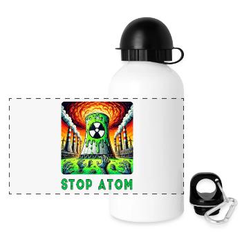 Stop Atom – Radioactive - Panoramic Thermal Bottle with Lid 500 ml - white - Front