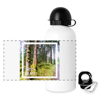 Forest = For rest. Wald = ausruhen, zur Ruhe komme - Panorama Trinkflasche mit Deckel 500 ml - Weiß - Vorne
