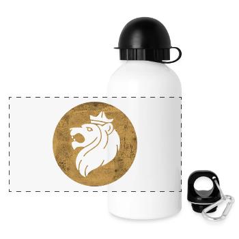 Tête de Lion de Juda dans cercle doré - Gourde panoramique avec couvercle 500 ml - blanc - Devant