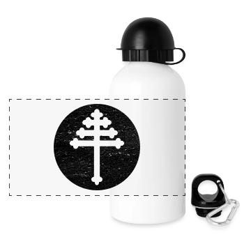 Maronite Cross in Black Circle - Panoramic Thermal Bottle with Lid 500 ml - white - Front