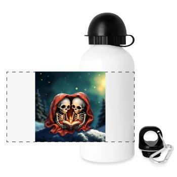Magical Winter Moments: Two Skeletons - Panoramic Thermal Bottle with Lid 500 ml - white - Front