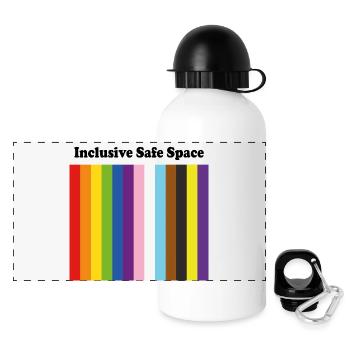 Inklusiver Safe Space LGBTQ Pride - Panorama Trinkflasche mit Deckel 500 ml - Weiß - Vorne