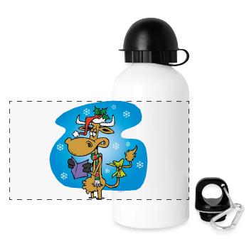 Cow Santa Claus *funny* - Panoramic Thermal Bottle with Lid 500 ml - white - Front