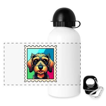 Portrait de chien coloré dans le style Pop Art - Gourde panoramique avec couvercle 500 ml - blanc - Devant