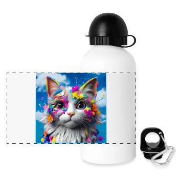 Colorful Cat - Panoramic Thermal Bottle with Lid 500 ml - white - Front